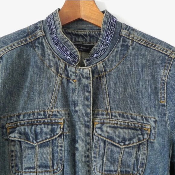 Context Vintage Denim Jacket Bead Trim, Size 4 - Picture 15 of 16
